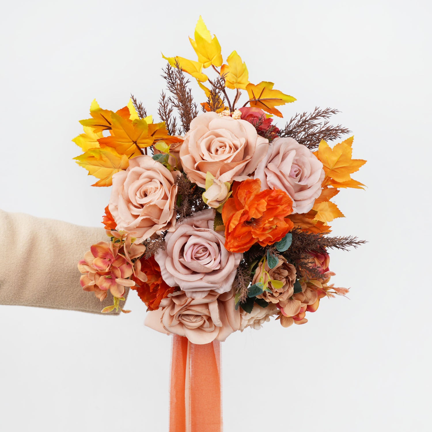 Coffee and Orange wedding flowers bridal bouquets 4 picture